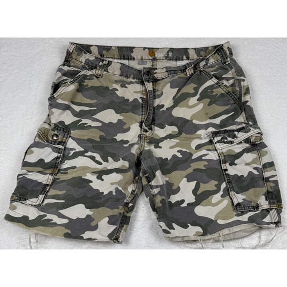Carhartt Shorts Men's 38 Camo Cargo Distressed Casual Hiking Outdoor Relaxed Fit - Picture 1 of 13